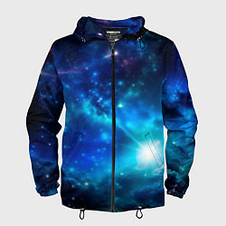 Ветровка с капюшоном мужская Звёздный космос чёрно-синий, цвет: 3D-черный