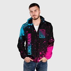 Ветровка с капюшоном мужская Lindemann - neon gradient: надпись, символ, цвет: 3D-черный — фото 2