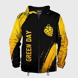 Ветровка с капюшоном мужская Green Day - gold gradient: надпись, символ, цвет: 3D-черный
