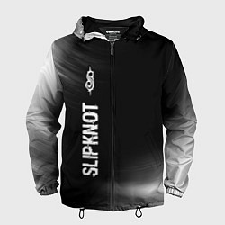 Ветровка с капюшоном мужская Slipknot glitch на темном фоне: по-вертикали, цвет: 3D-черный