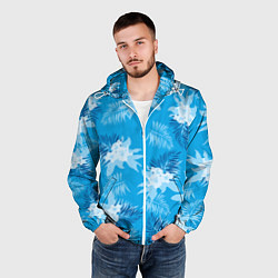 Ветровка с капюшоном мужская Синие цветы - Vice city - new ver, цвет: 3D-белый — фото 2
