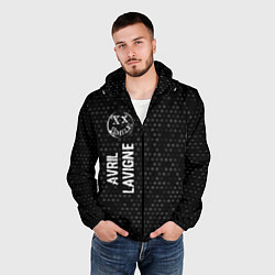 Ветровка с капюшоном мужская Avril Lavigne glitch на темном фоне: по-вертикали, цвет: 3D-черный — фото 2