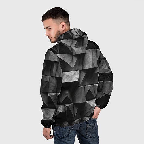 Мужская ветровка Обман зрения и каменные плиты / 3D-Черный – фото 4
