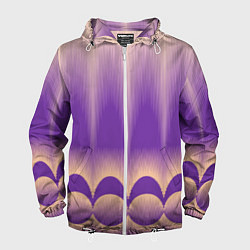 Ветровка с капюшоном мужская Фиолетовый градиент в полоску, цвет: 3D-белый