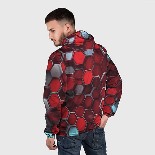 Мужская ветровка Cyber hexagon red / 3D-Белый – фото 4