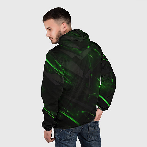 Мужская ветровка Dark black green abstract / 3D-Черный – фото 4