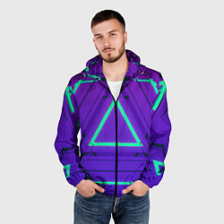Ветровка с капюшоном мужская Твой стиль геометрия 1, цвет: 3D-черный — фото 2