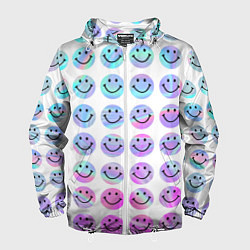 Ветровка с капюшоном мужская Smiley holographic, цвет: 3D-белый