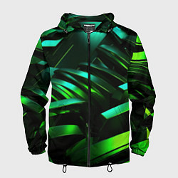 Ветровка с капюшоном мужская Dark green abstract, цвет: 3D-черный