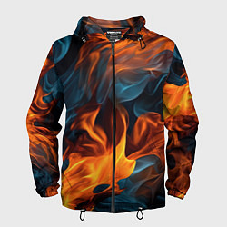 Ветровка с капюшоном мужская Пламя огня, цвет: 3D-черный