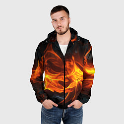 Ветровка с капюшоном мужская Пламя костра, цвет: 3D-черный — фото 2