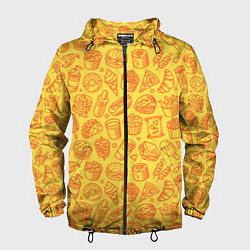 Ветровка с капюшоном мужская Фастфуд - жёлтый, цвет: 3D-черный