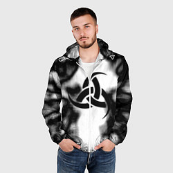 Ветровка с капюшоном мужская Скандинавский узор душа, цвет: 3D-белый — фото 2