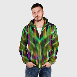 Ветровка с капюшоном мужская Абстрактный паттерн из полос, цвет: 3D-белый — фото 2