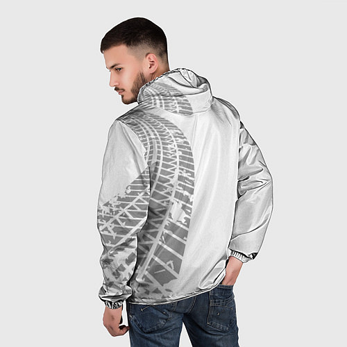 Мужская ветровка Saab speed на светлом фоне со следами шин: по-верт / 3D-Белый – фото 4