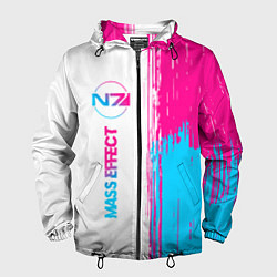 Ветровка с капюшоном мужская Mass Effect neon gradient style: по-вертикали, цвет: 3D-черный