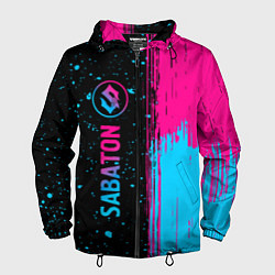 Ветровка с капюшоном мужская Sabaton - neon gradient: по-вертикали, цвет: 3D-черный