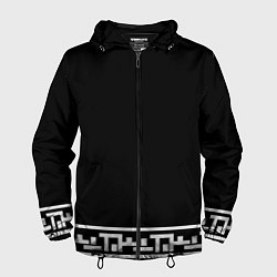 Ветровка с капюшоном мужская Древние узоры, цвет: 3D-черный