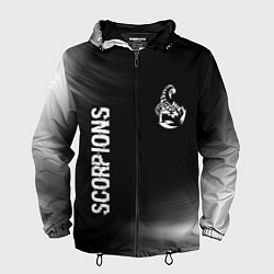 Ветровка с капюшоном мужская Scorpions glitch на темном фоне вертикально, цвет: 3D-черный