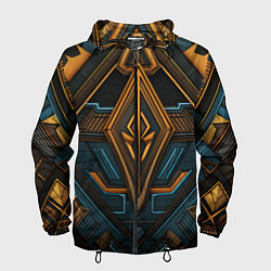 Ветровка с капюшоном мужская Орнамент с ромбами в египетском стиле, цвет: 3D-черный