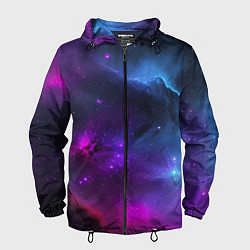 Ветровка с капюшоном мужская Бескрайний космос фиолетовый, цвет: 3D-черный