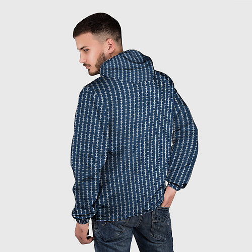 Мужская ветровка Тёмно-синий полосатый / 3D-Белый – фото 4