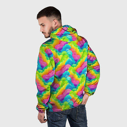 Мужская ветровка Разноцветные облака из бумаги паттерн / 3D-Черный – фото 4