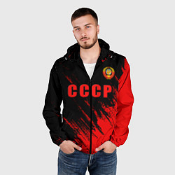 Ветровка с капюшоном мужская СССР герб брызги красок, цвет: 3D-черный — фото 2
