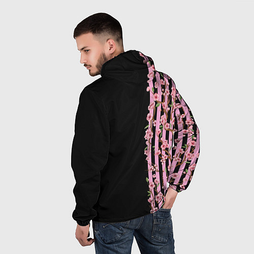 Мужская ветровка Сакура и полосы / 3D-Белый – фото 4