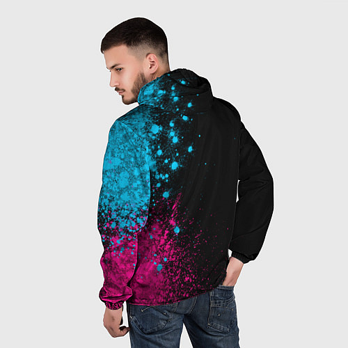 Мужская ветровка Twenty One Pilots - neon gradient по-вертикали / 3D-Черный – фото 4