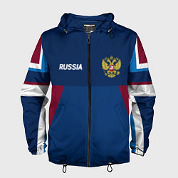 Ветровка с капюшоном мужская Спортивная Россия, цвет: 3D-черный