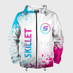 Ветровка с капюшоном мужская Skillet neon gradient style вертикально, цвет: 3D-черный