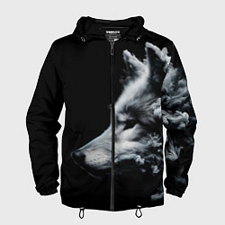 Ветровка с капюшоном мужская Дымный волк, цвет: 3D-черный