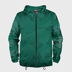 Ветровка с капюшоном мужская Серо-зеленые разводы, цвет: 3D-черный