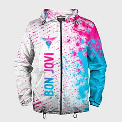 Мужская ветровка Bon Jovi neon gradient style по-вертикали