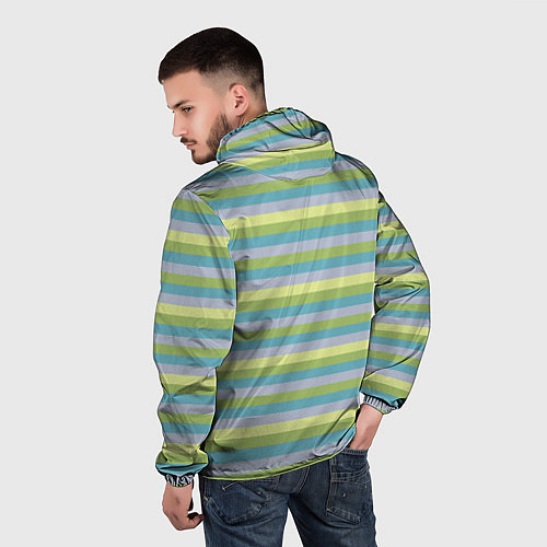 Мужская ветровка Серый и лимонный полосатый / 3D-Белый – фото 4