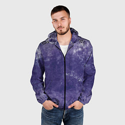 Ветровка с капюшоном мужская Абстракция - violet color background, цвет: 3D-черный — фото 2