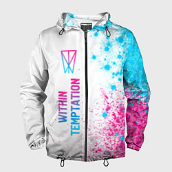 Ветровка с капюшоном мужская Within Temptation neon gradient style по-вертикали, цвет: 3D-черный