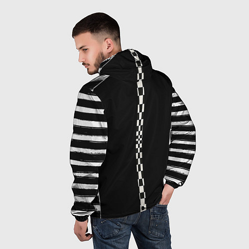 Мужская ветровка Иллюзия заполненного пространства черный клетка и / 3D-Черный – фото 4