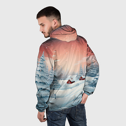 Мужская ветровка Погружение в зимнюю атмосферу / 3D-Белый – фото 4