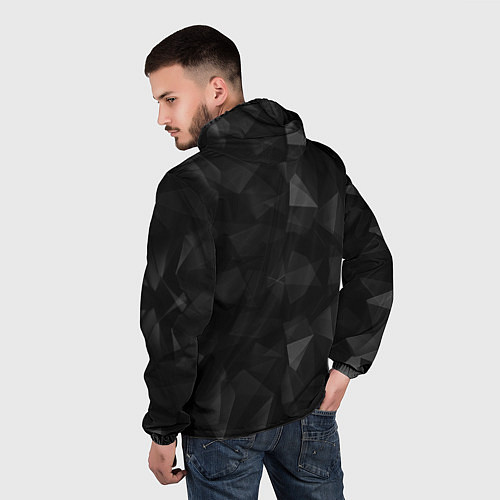 Мужская ветровка Красный дракон на полигональном черном фоне / 3D-Белый – фото 4