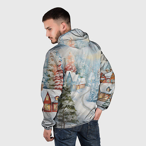 Мужская ветровка Морозная феерия ночи / 3D-Белый – фото 4