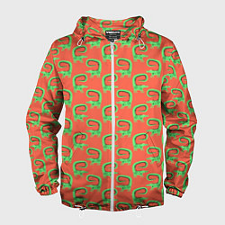 Ветровка с капюшоном мужская Крокодилы бохо, цвет: 3D-белый