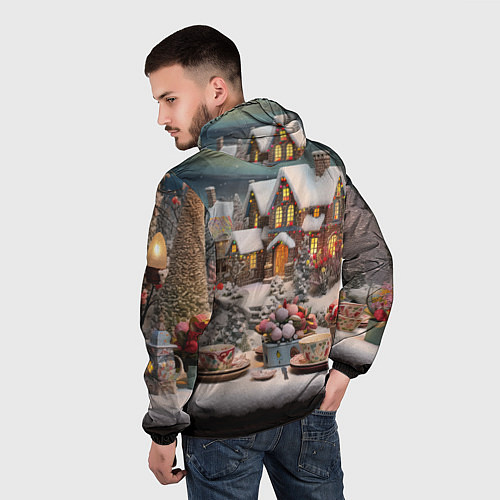 Мужская ветровка Объемные новогодние домики / 3D-Белый – фото 4