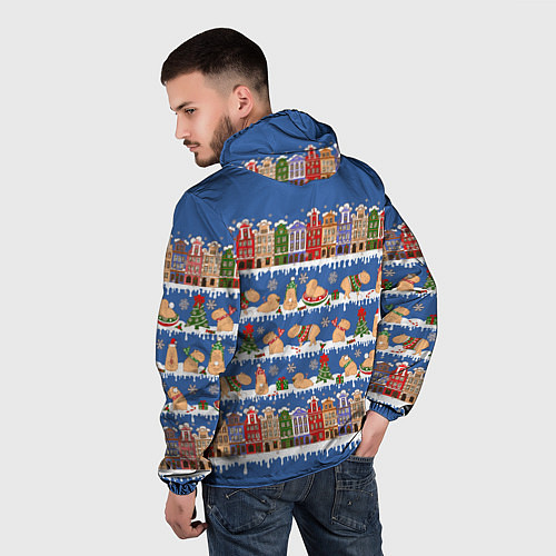 Мужская ветровка Капибара зимой / 3D-Белый – фото 4