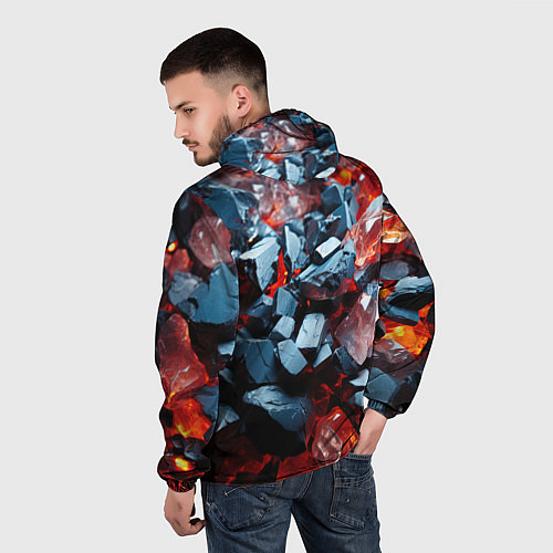 Мужская ветровка Янтарные камни асбтракция / 3D-Белый – фото 4