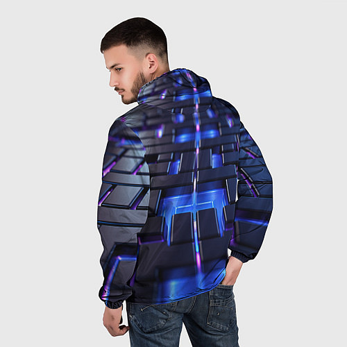 Мужская ветровка Плиты абстракции / 3D-Черный – фото 4