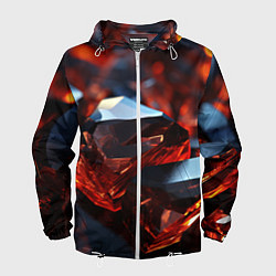 Ветровка с капюшоном мужская Визуальные ритмы в геометрии, цвет: 3D-белый