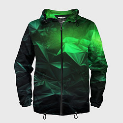 Ветровка с капюшоном мужская Глубина зеленого абстракции, цвет: 3D-черный