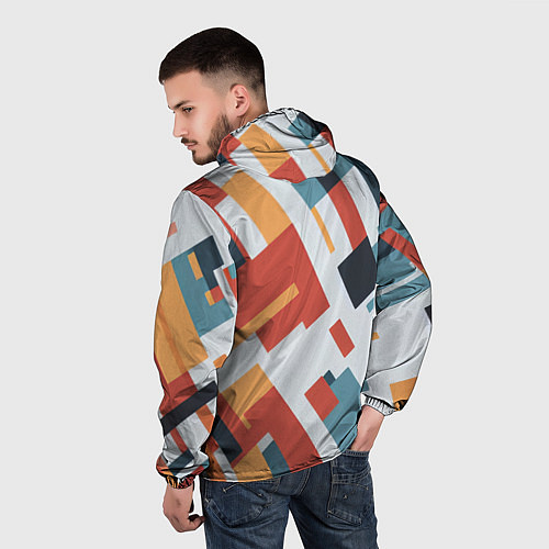 Мужская ветровка Геометрический узор - нейросеть / 3D-Белый – фото 4